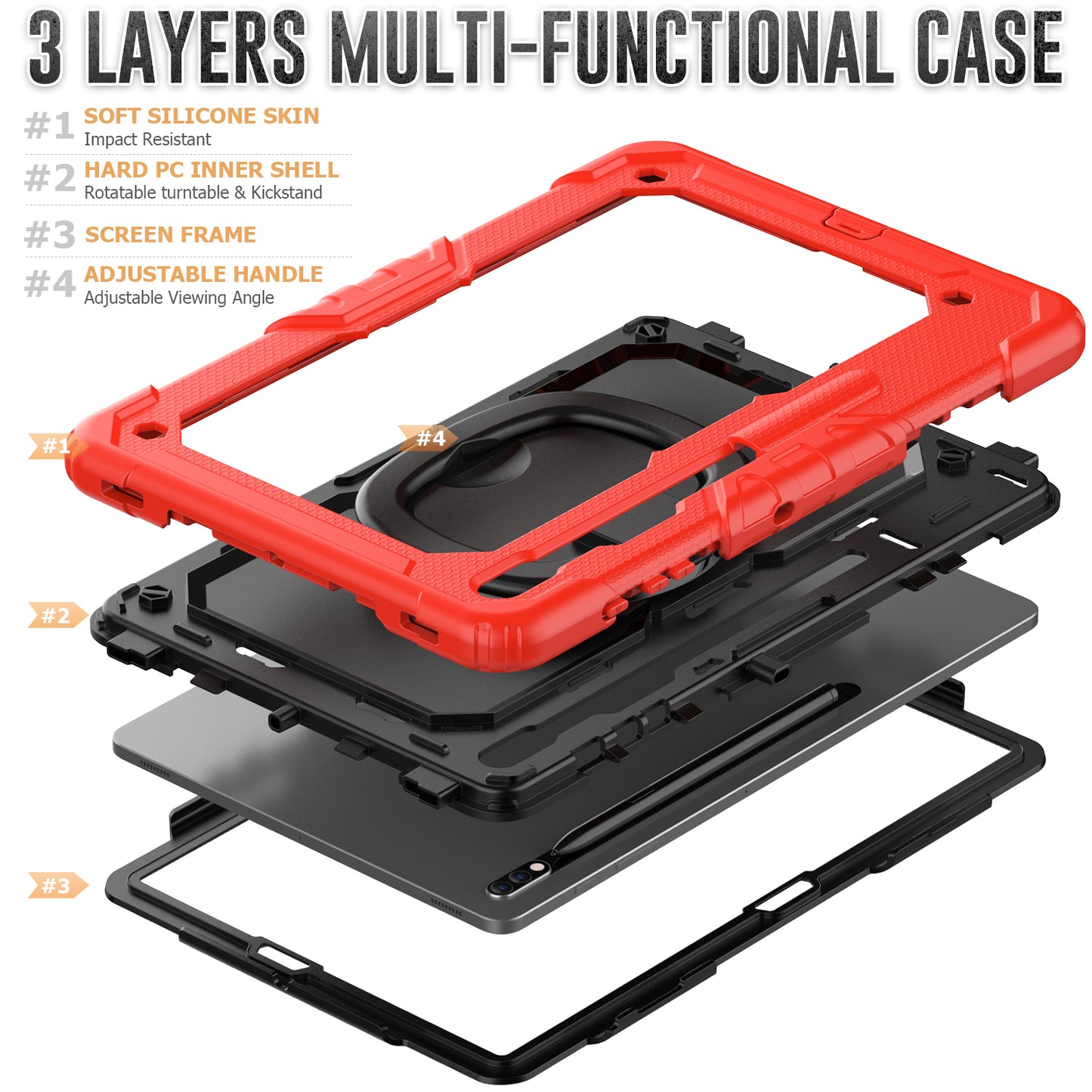 SHELLBOX Tough Handle Grip Hook Galaxy Tab S8 Plus Case