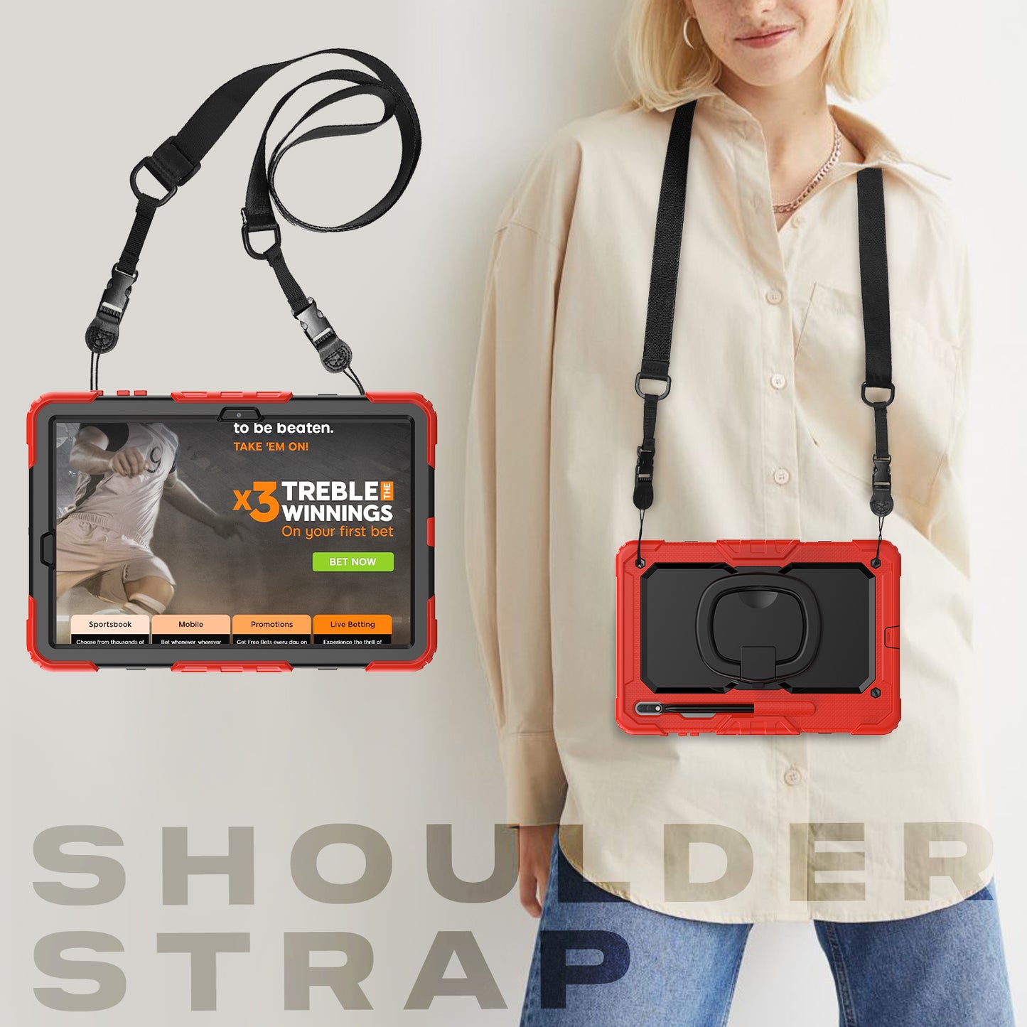 SHELLBOX Tough Handle Grip Hook Galaxy Tab S8 Plus Case