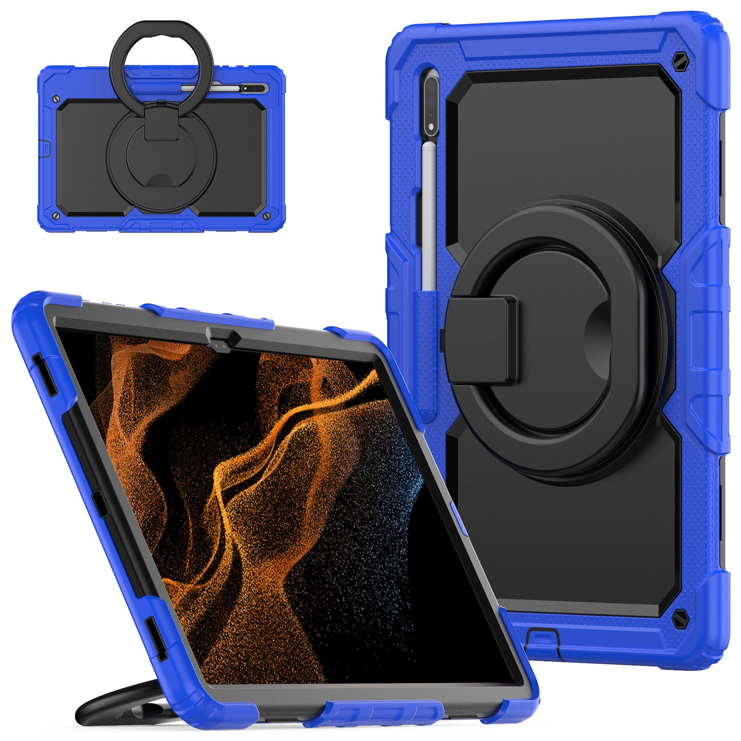 SHELLBOX Tough Handle Grip Hook Galaxy Tab S8 Ultra Case
