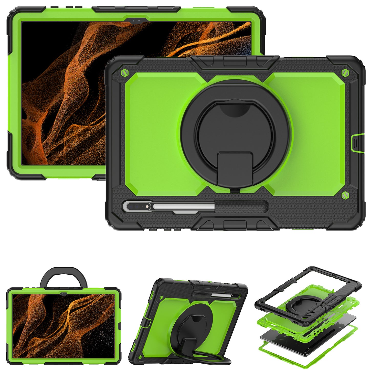 SHELLBOX Tough Handle Grip Hook Galaxy Tab S8 Ultra Case
