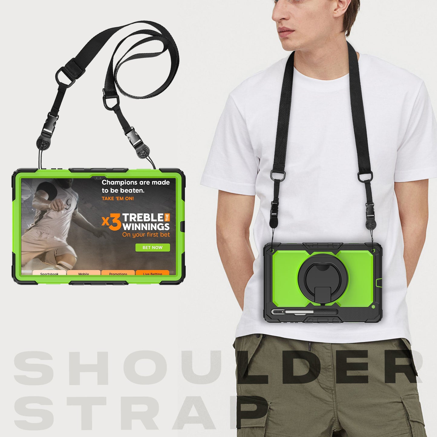 SHELLBOX Tough Handle Grip Hook Galaxy Tab S8 Ultra Case