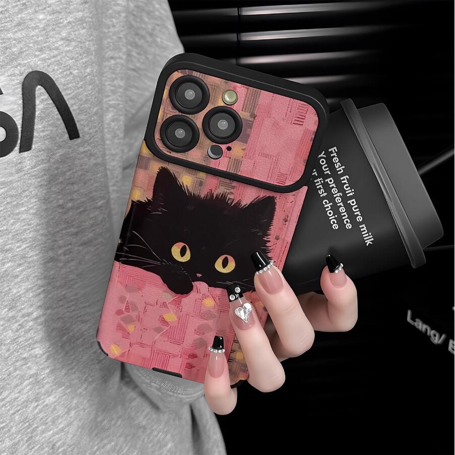 lazy-black-cat-painting-iphone-17-pro-max-case-silicone_2