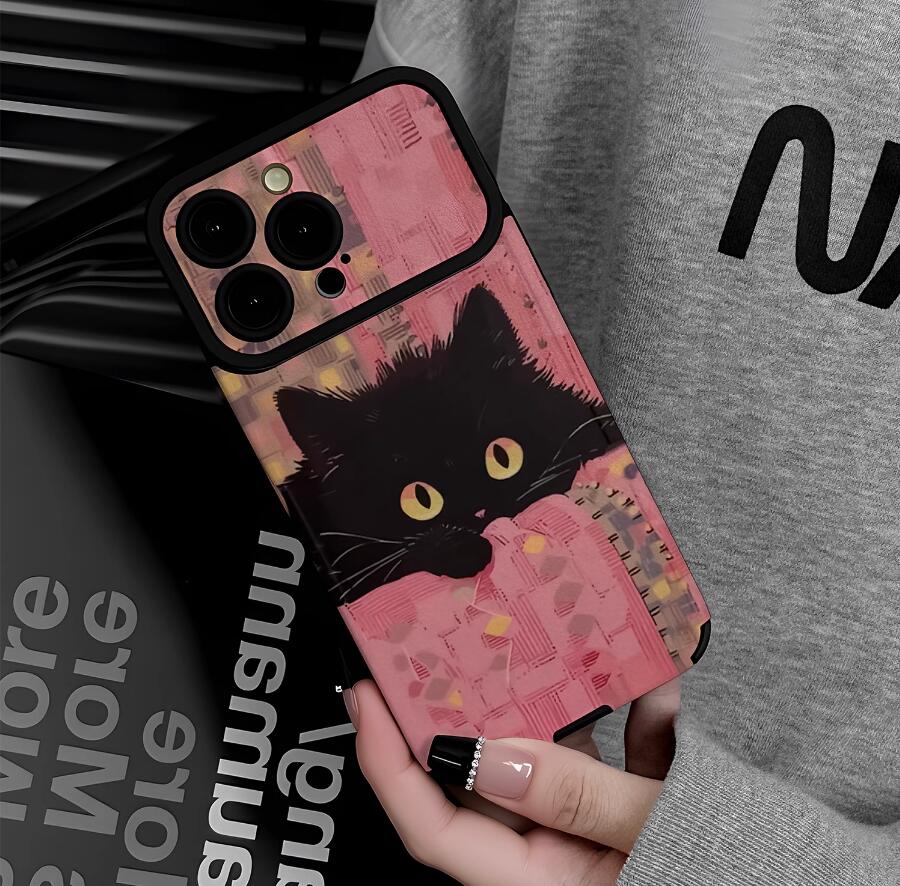 lazy-black-cat-painting-iphone-17-pro-max-case-silicone_3