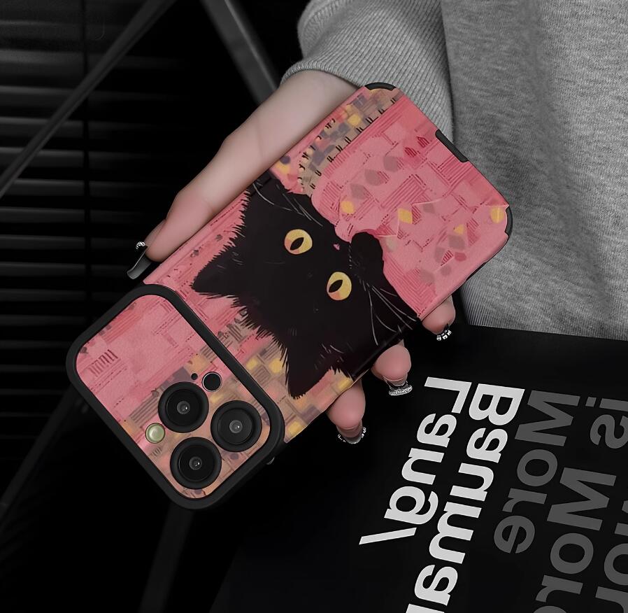 lazy-black-cat-painting-iphone-17-pro-max-case-silicone_4