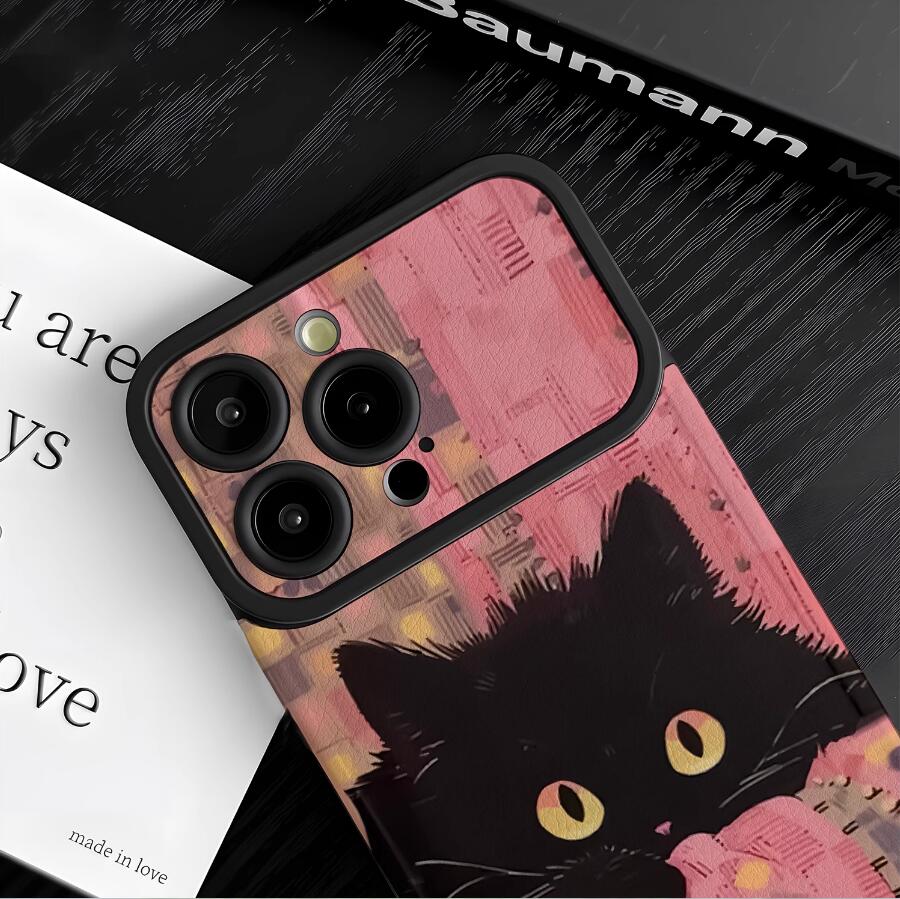 lazy-black-cat-painting-iphone-17-pro-max-case-silicone_8
