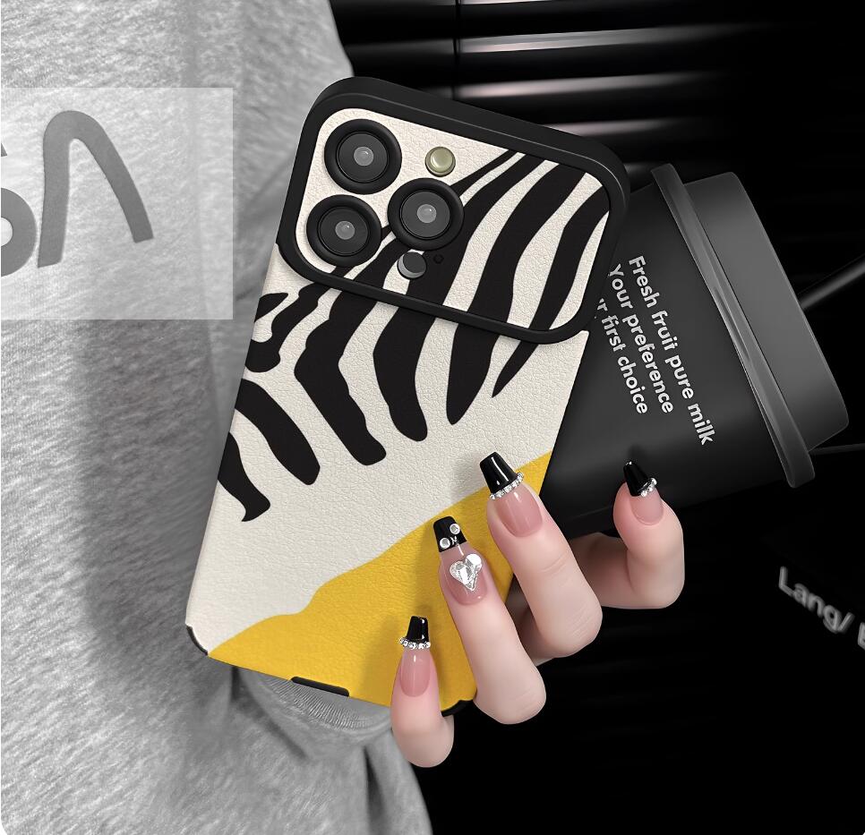 yellow-zebra-patchwork-pattern-iphone-17-pro-max-case-trendy_2